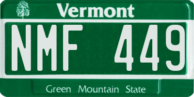 VT license plate NMF449