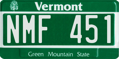 VT license plate NMF451