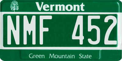 VT license plate NMF452