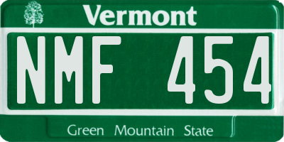 VT license plate NMF454