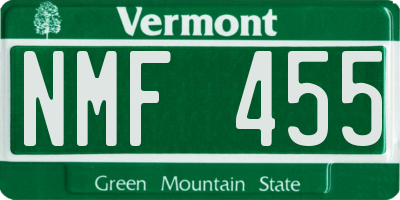 VT license plate NMF455