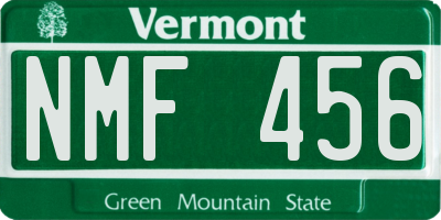 VT license plate NMF456