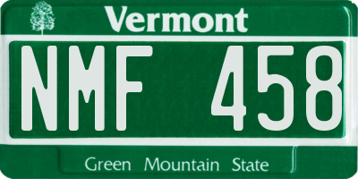 VT license plate NMF458