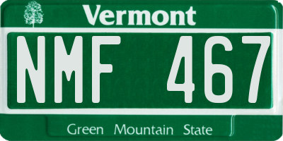 VT license plate NMF467