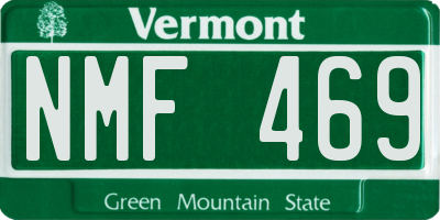 VT license plate NMF469