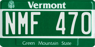 VT license plate NMF470