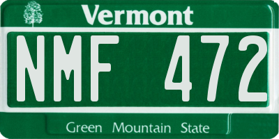 VT license plate NMF472