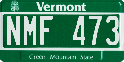 VT license plate NMF473