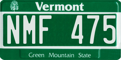 VT license plate NMF475