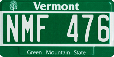 VT license plate NMF476