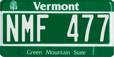 VT license plate NMF477
