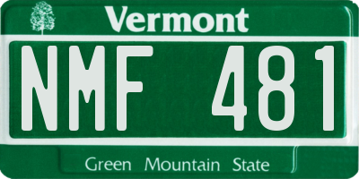 VT license plate NMF481