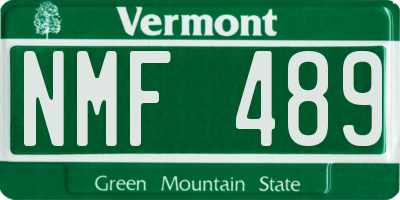 VT license plate NMF489
