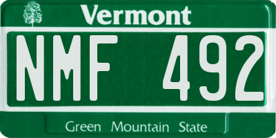 VT license plate NMF492
