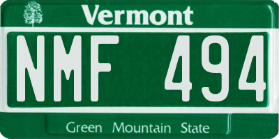VT license plate NMF494