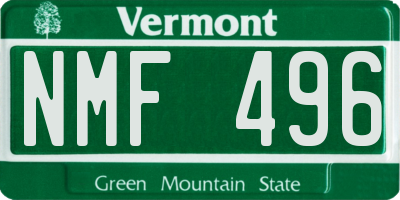 VT license plate NMF496