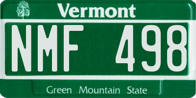 VT license plate NMF498