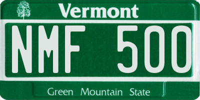 VT license plate NMF500