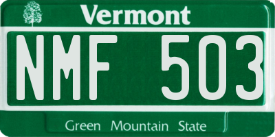 VT license plate NMF503
