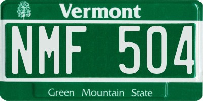VT license plate NMF504
