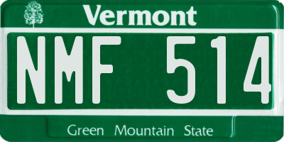 VT license plate NMF514