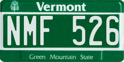 VT license plate NMF526