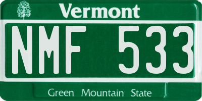 VT license plate NMF533