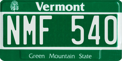 VT license plate NMF540
