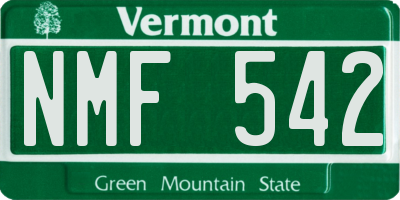 VT license plate NMF542