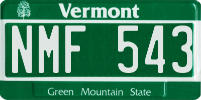 VT license plate NMF543