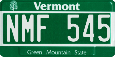 VT license plate NMF545