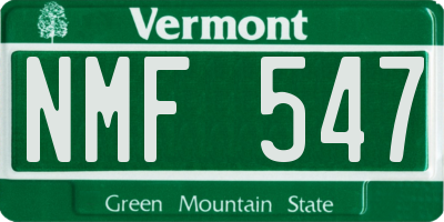 VT license plate NMF547