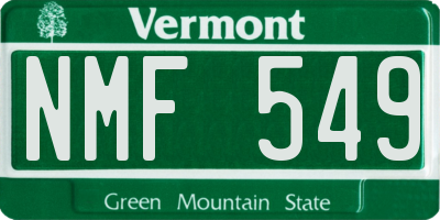 VT license plate NMF549