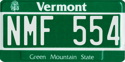 VT license plate NMF554