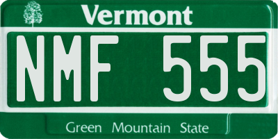 VT license plate NMF555