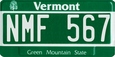 VT license plate NMF567