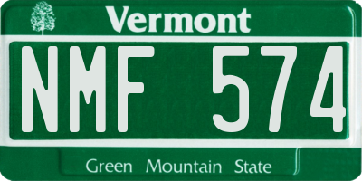 VT license plate NMF574
