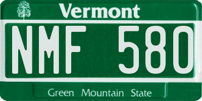 VT license plate NMF580
