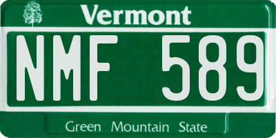 VT license plate NMF589