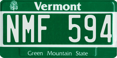 VT license plate NMF594