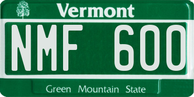 VT license plate NMF600