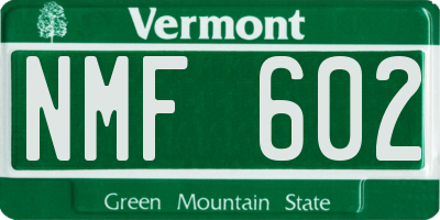 VT license plate NMF602