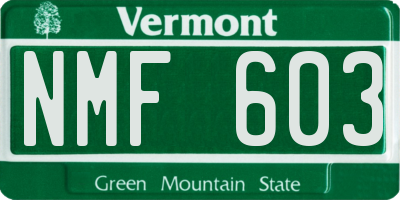 VT license plate NMF603