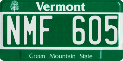 VT license plate NMF605