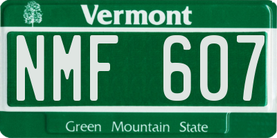 VT license plate NMF607