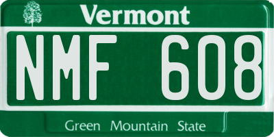 VT license plate NMF608