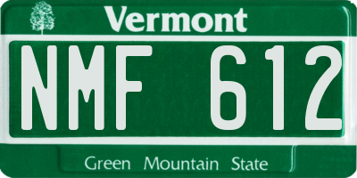 VT license plate NMF612