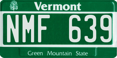 VT license plate NMF639