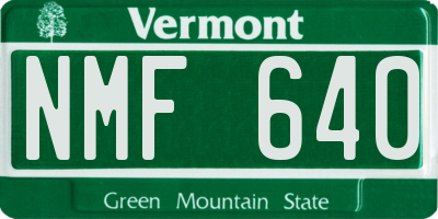VT license plate NMF640