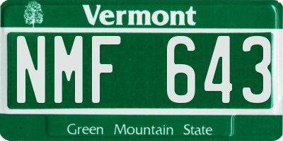 VT license plate NMF643